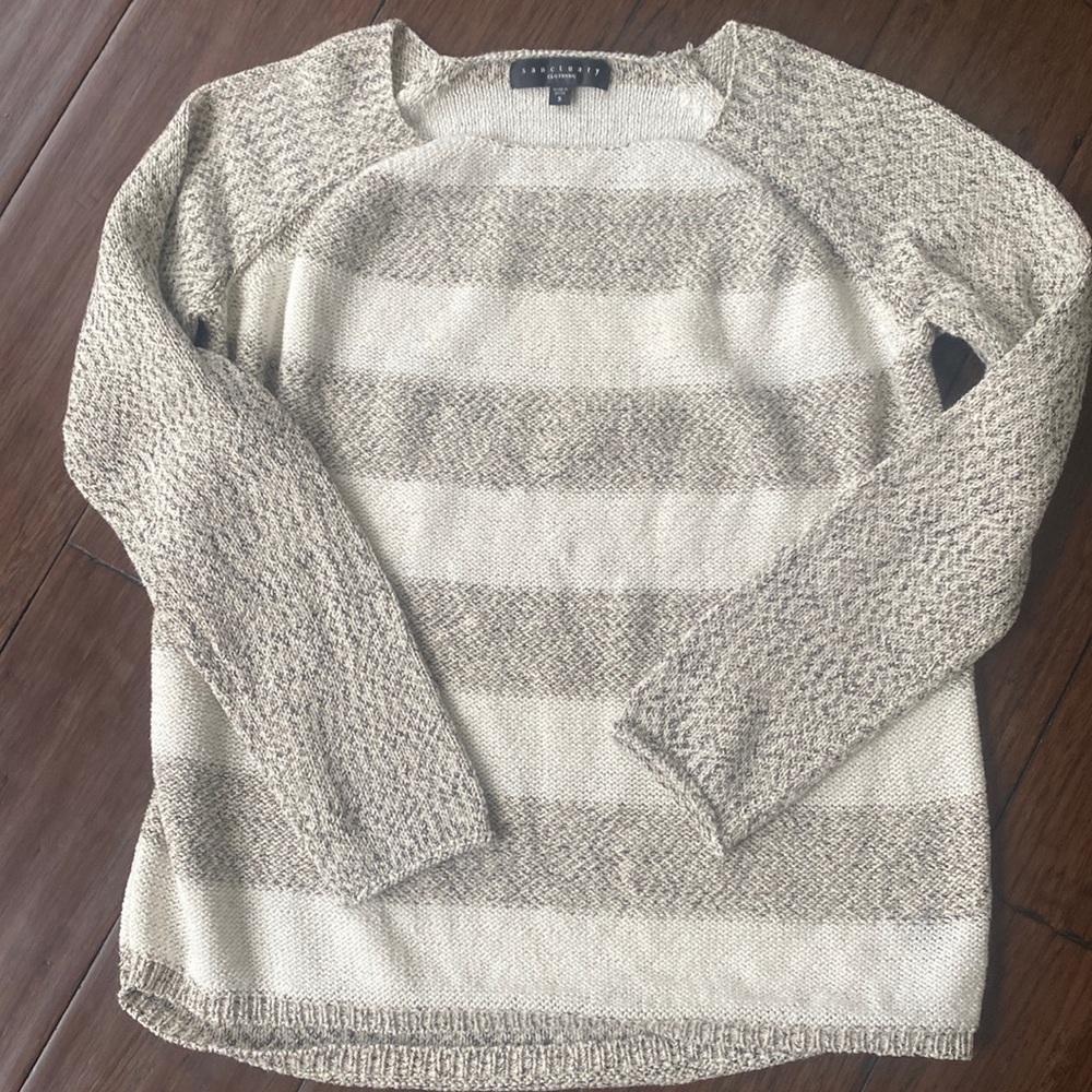 Sanctuary cream and gray/black striped sweater size Small